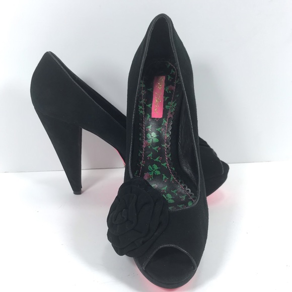 Betsey Johnson peep toe heels Pin Up Rockabilly 9M - Picture 7 of 8